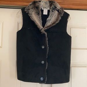 Faux Fur Collar & Suede Sweater Vest